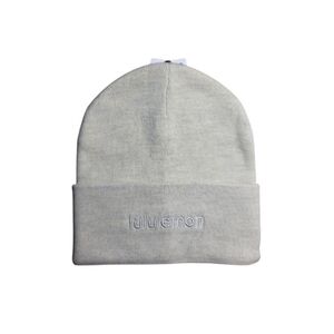 NEW Lululemon Unisex Warm Revelation Beanie Wordmark - Heathered Bone